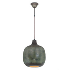 Suspension en verre texturé vert gris de la Hängelampe Mican 100 Dunkelbronze