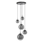 Lampadaire suspendu en verre fumé noir avec plusieurs boules dégradées Ø60 cm