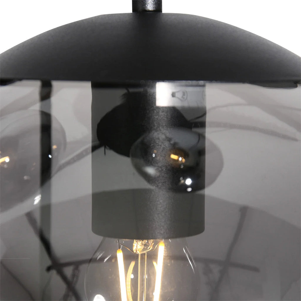 Abat-jour suspendu en verre fumé noir avec boules dégradées, diamètre 60 cm