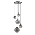 Ampoule suspendue en verre fumé noir dégradé avec globes, diamètre 60 cm