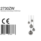 Suspension multi-boules en verre fumé noir dégradé avec cinq lampes en forme de sphère