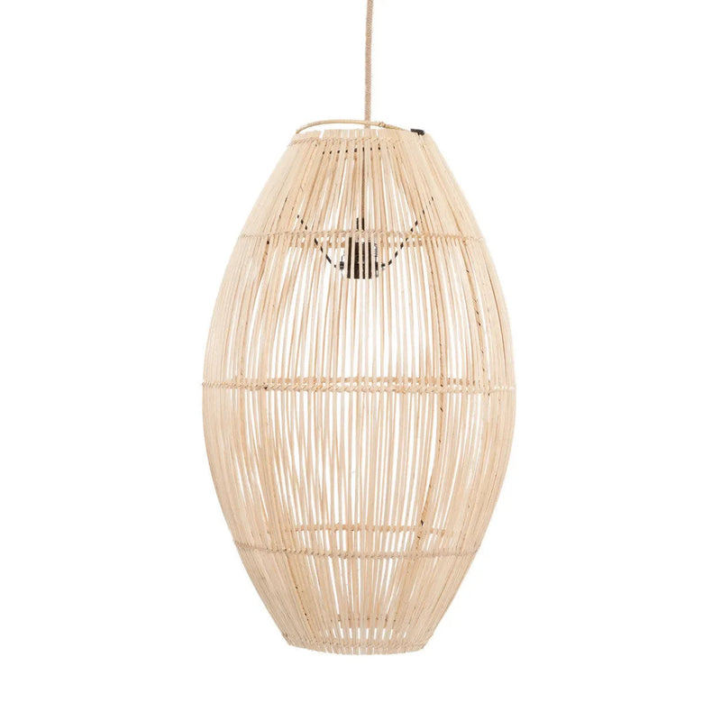 Suspension ovale en rotin ajouré naturel – 35x60 cm
