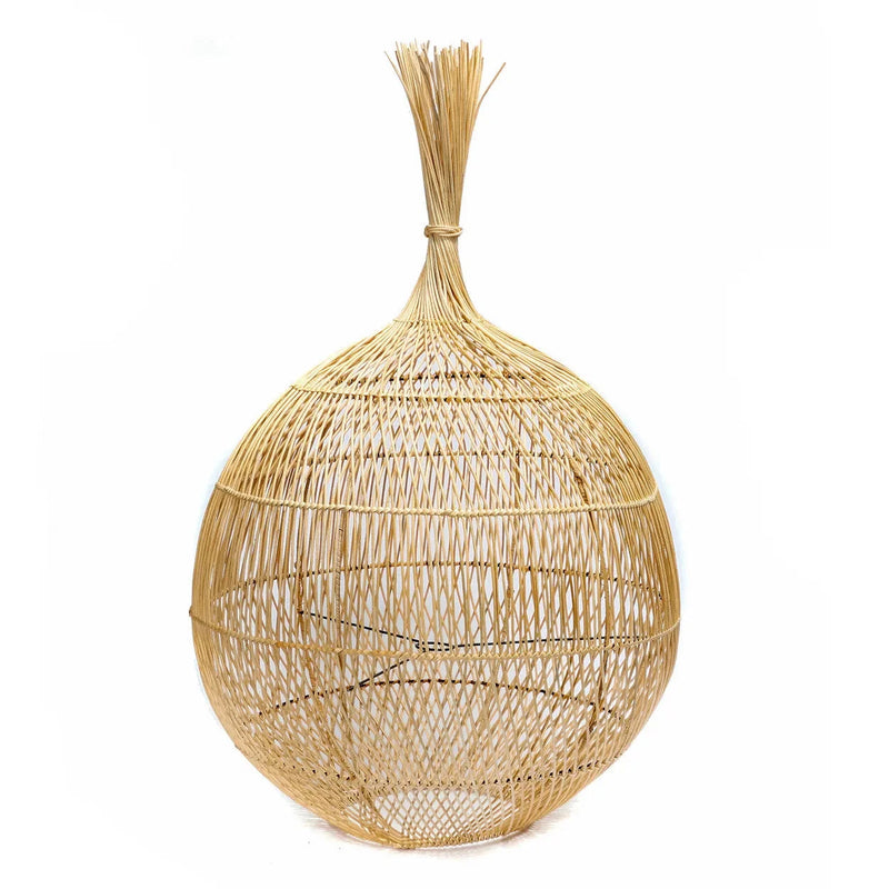 Suspension ovale en rotin naturel ajouré – Ø50 cm