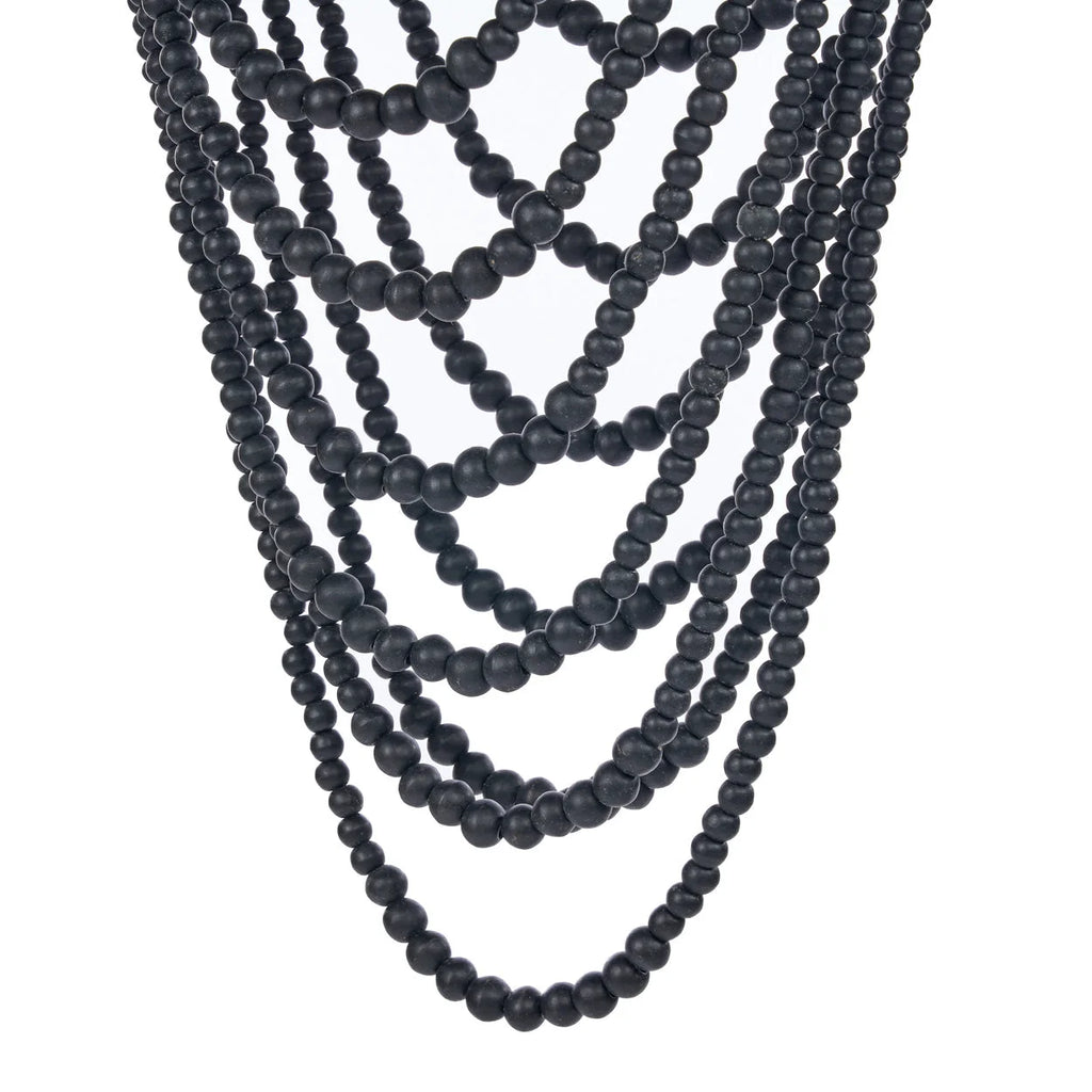 Collier perles noires effet cascade Ø47 cm