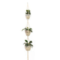 Support de plantes en macramé avec perles pour trois plantes suspendues