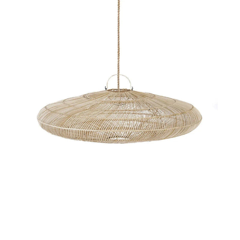 Suspension en rotin macaron naturel 110 cm artisanale - L