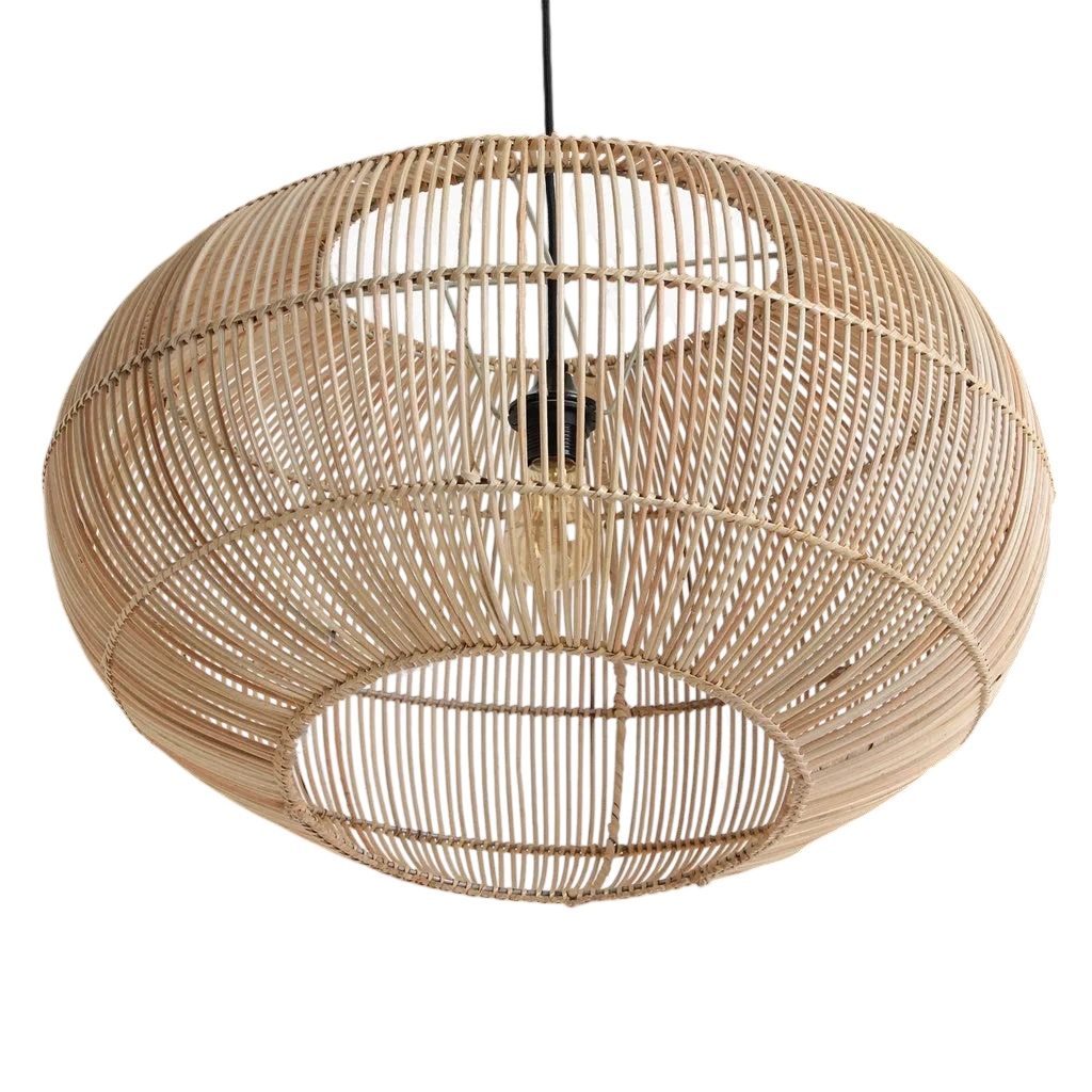 Suspension en rotin naturel asymétrique ajourée Ø62 cm