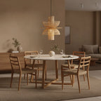 Suspension en rotin naturel ajourée forme fleur, Ø65 cm, beige chaud