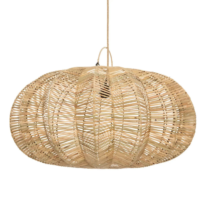 Suspension en rotin naturel forme lanterne ajourée – Ø65 cm