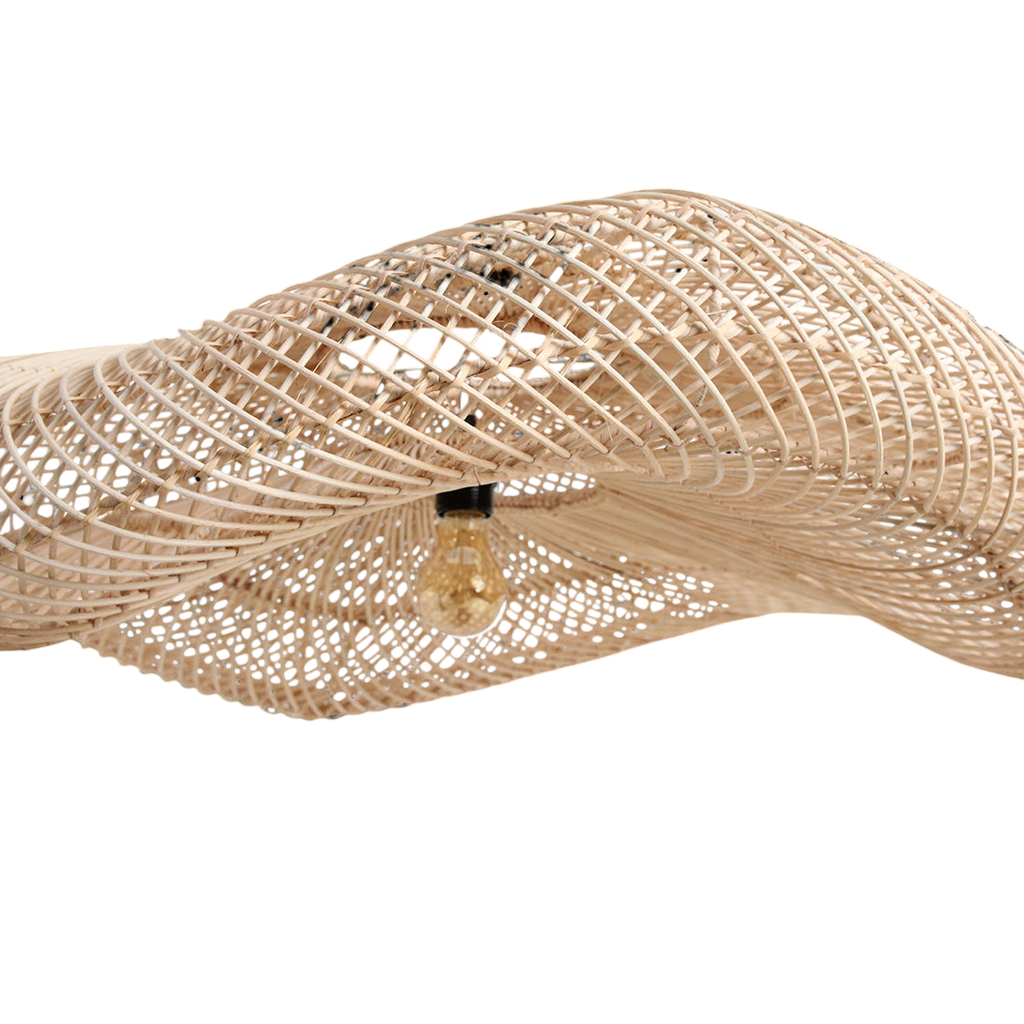 Suspension en rotin naturel forme ondulante tressage ajouré – Ø115 cm