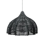 Abat-jour en rotin noir en forme de dôme tissé pour suspension élégante 60x60 cm