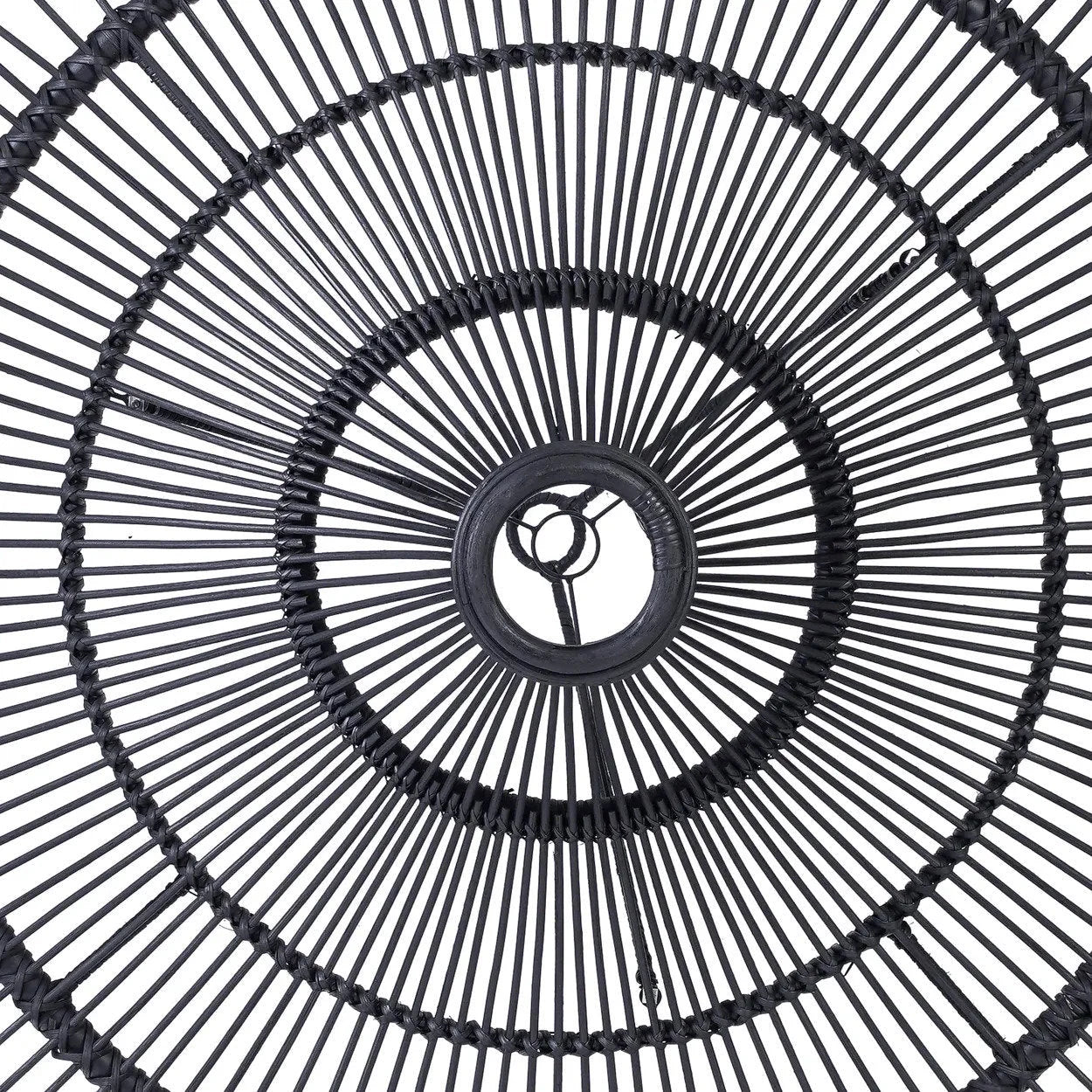 Suspension rotin noir XL 110 cm plafonnier rond design