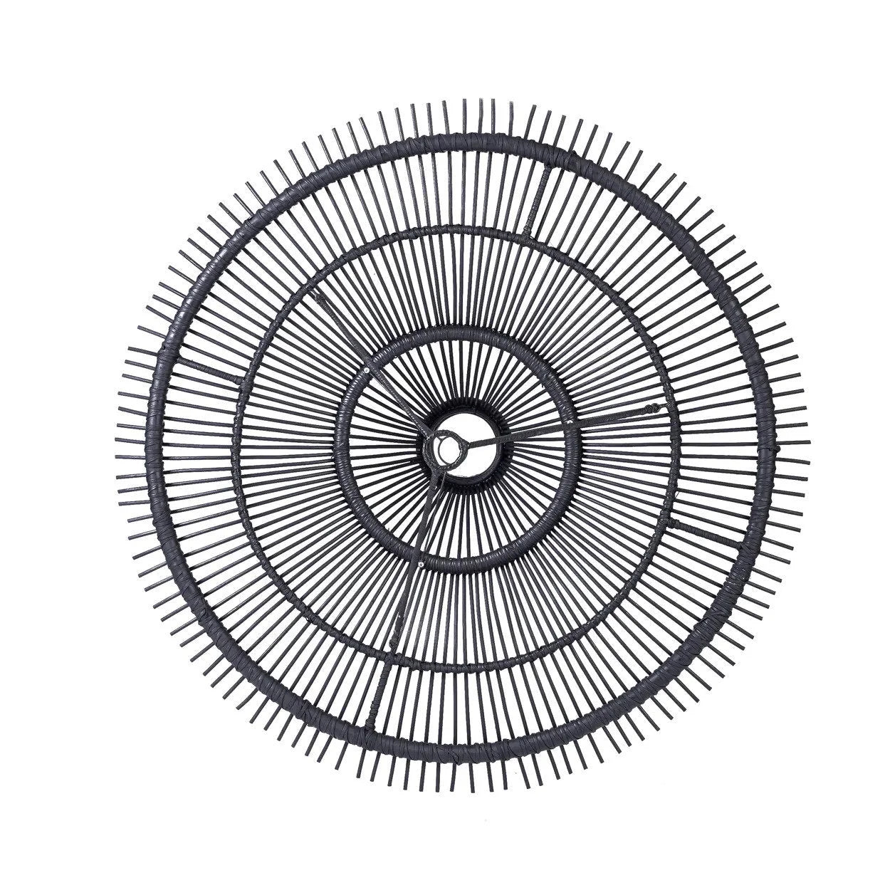 Suspension rotin noir XL 110 cm plafonnier rond design