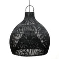 Suspension en rotin tressé noir forme goutte Ø50 cm élégante