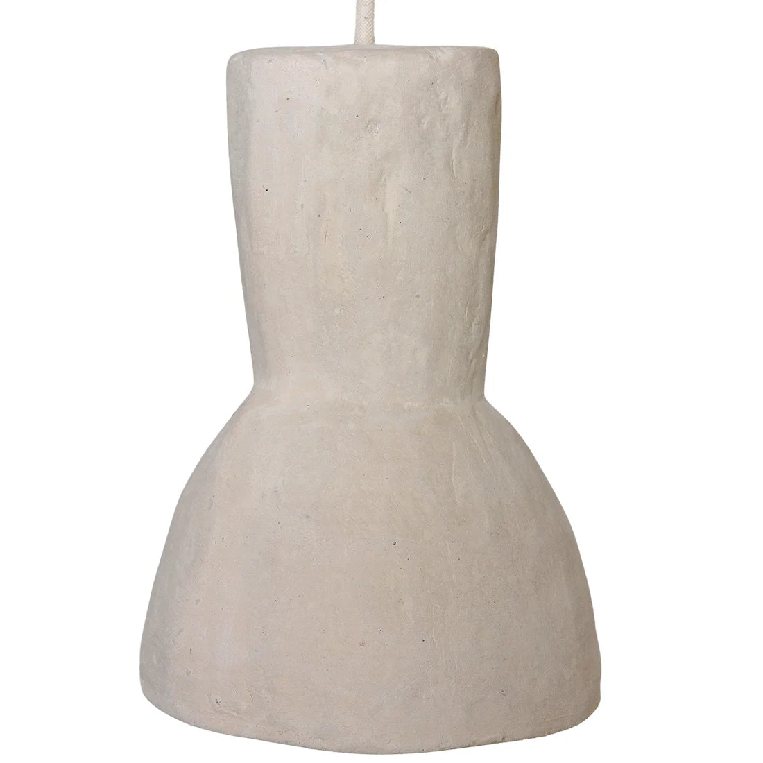 Bougie suspension sablier plâtre blanc cassé texturé 15x21 cm, vue off-white conique