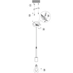 Schéma de montage du pendentif en verre ambré avec ampoule apparente Ø100 cm