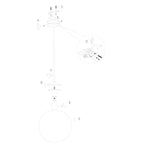 Vue éclatée du luminaire suspension en verre ambre et métal doré sphère Ø25 cm