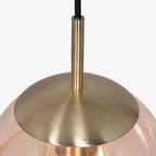Lustre en verre ambre et métal doré sphère de 25 cm de diamètre