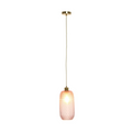Suspension Irina 100 Rosa avec abat-jour en verre rose texturé et canopy en or