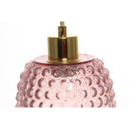 Suspension en verre rose avec texture bobblée et fixation dorée pour Hängelampe Irina 100 Rosa