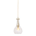 Suspension en verre taillé transparente avec abat-jour en forme de goutte et accents en laiton