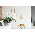 Lampe suspendue décorative blanche avec abat-jour en tissage clair pour Hängelampe Lea Gold Weiß