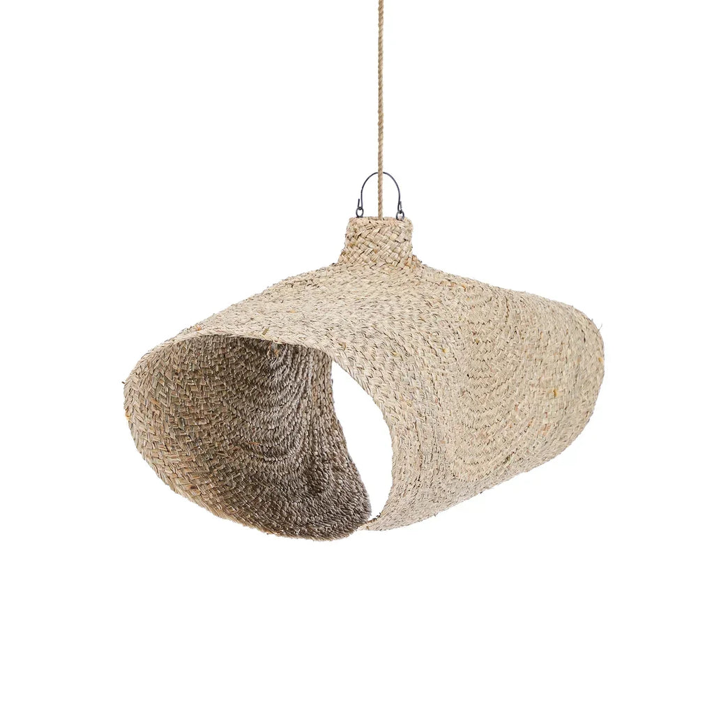 Lanterne suspendue en paille tressée Suspension XL en jacinthe d’eau Qubba 100 cm