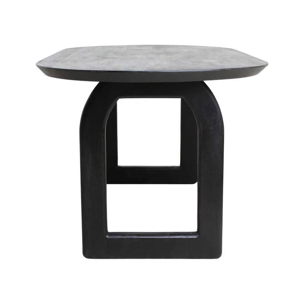 Table à manger oblongue en bois noir avec pieds arche ajourés 200x90 cm