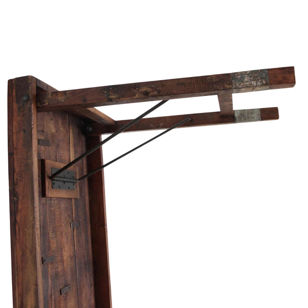 Table à manger pliante en bois recyclé brun patiné – 173x60 cm