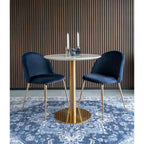 Table ronde effet marbre blanc pied doré métal Ø70 cm