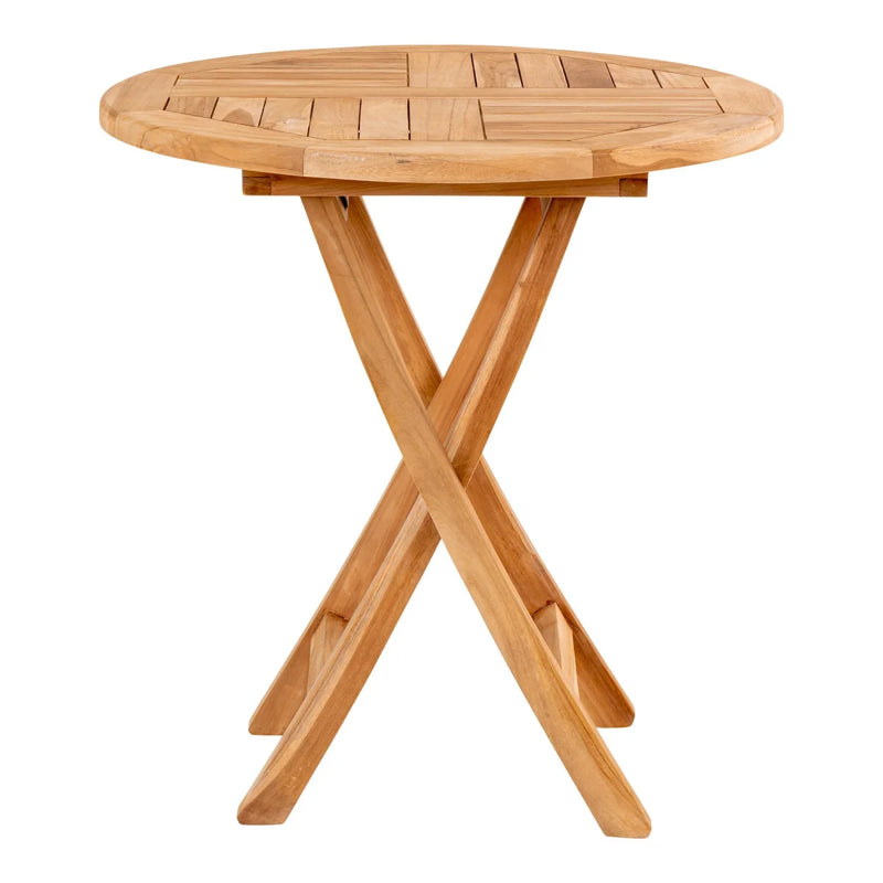 Table à manger ronde en teck naturel pour extérieur – Ø70 cm