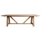 Table à manger en teck massif 200x100 cm piétement tréteaux naturel