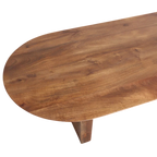 Table basse en bois massif marron forme capsule 140x60 cm