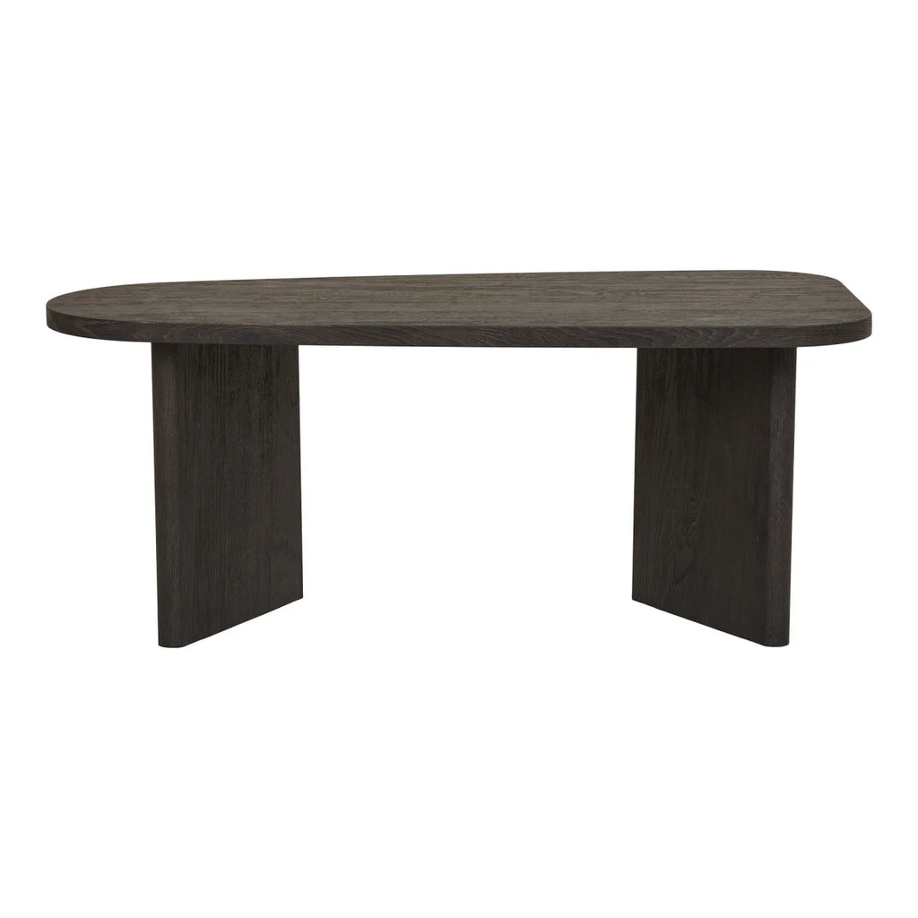 Table basse ovale en bois foncé à pieds pleins 100x50 cm
