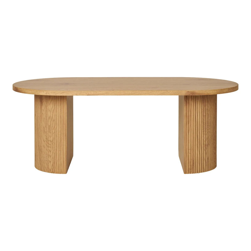 Table basse ovale en bois naturel pieds massifs – 120x60 cm