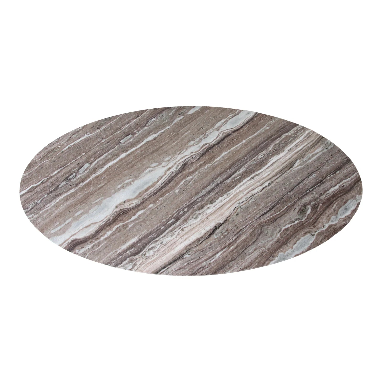 Table basse ovale en marbre gris veiné et bois clair 120x60 cm