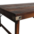 Table basse pliante en bois massif brun esprit atelier 120x75 cm rustique