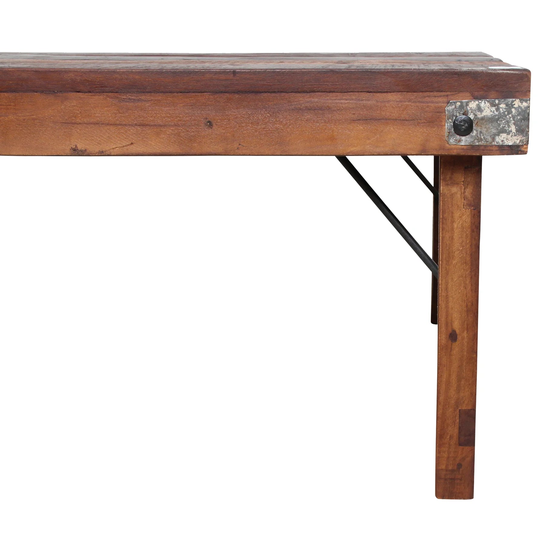 Table basse pliante en bois massif brun esprit atelier 120x75 cm