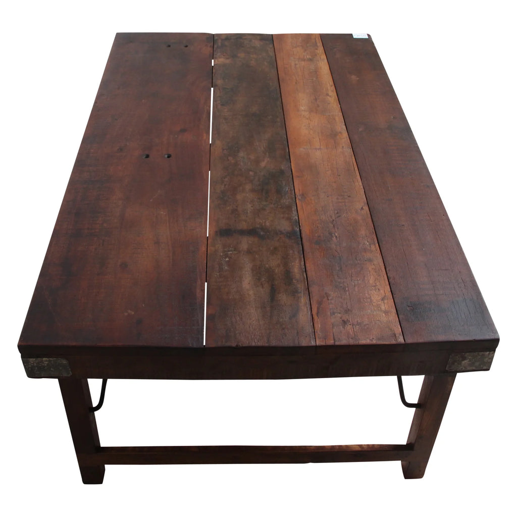 Table basse pliante en bois massif brun esprit atelier 120x75 cm