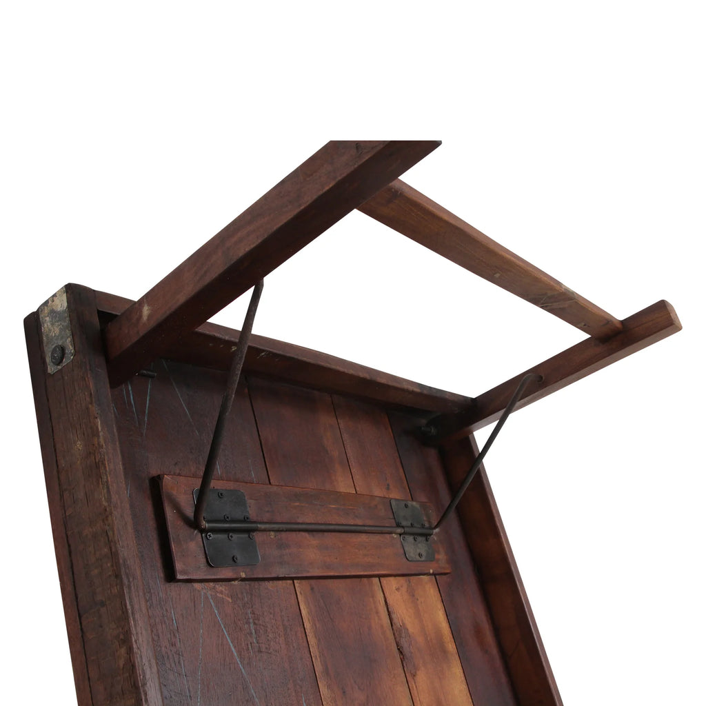 Table basse pliante en bois massif brun esprit atelier 120x75 cm