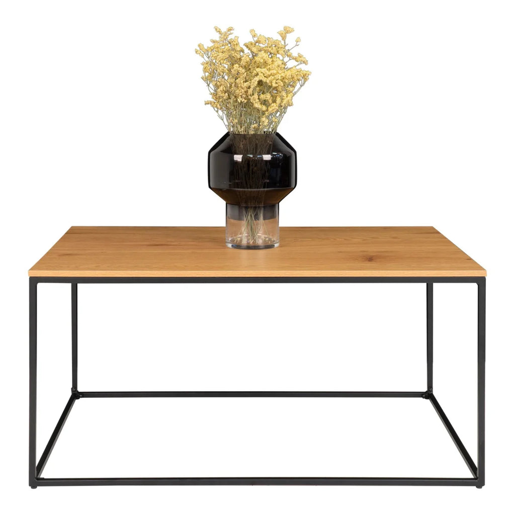 Vase en verre noir et clair géométrique avec fleurs jaunes séchées