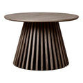 Table basse ronde en bois fumé avec piètement à lattes inclinées Ø70 cm