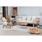 Table basse ronde en bois de manguier clair avec pieds perlés Ø60 cm