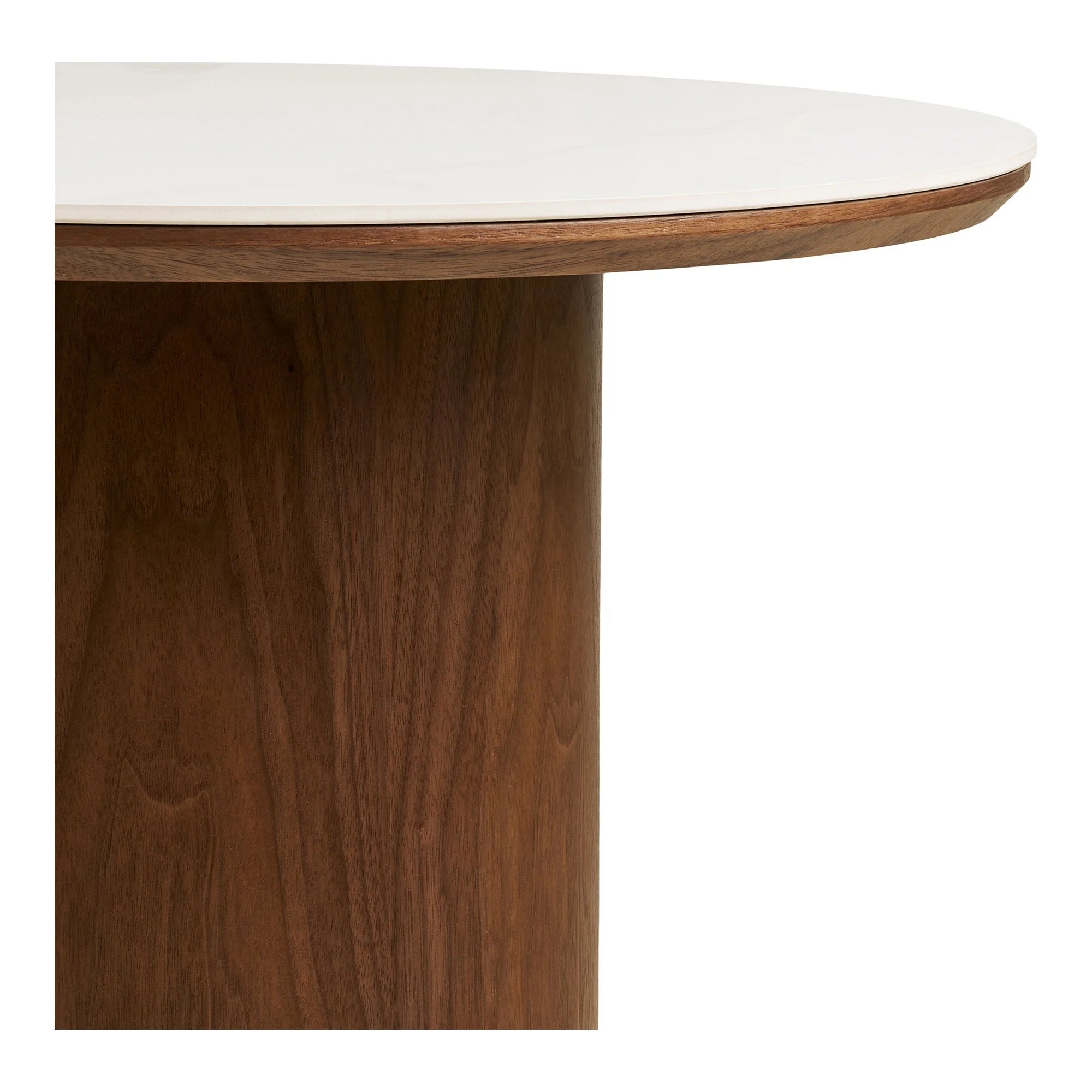 Table basse ronde effet marbre blanc et bois noyer, Ø60 cm