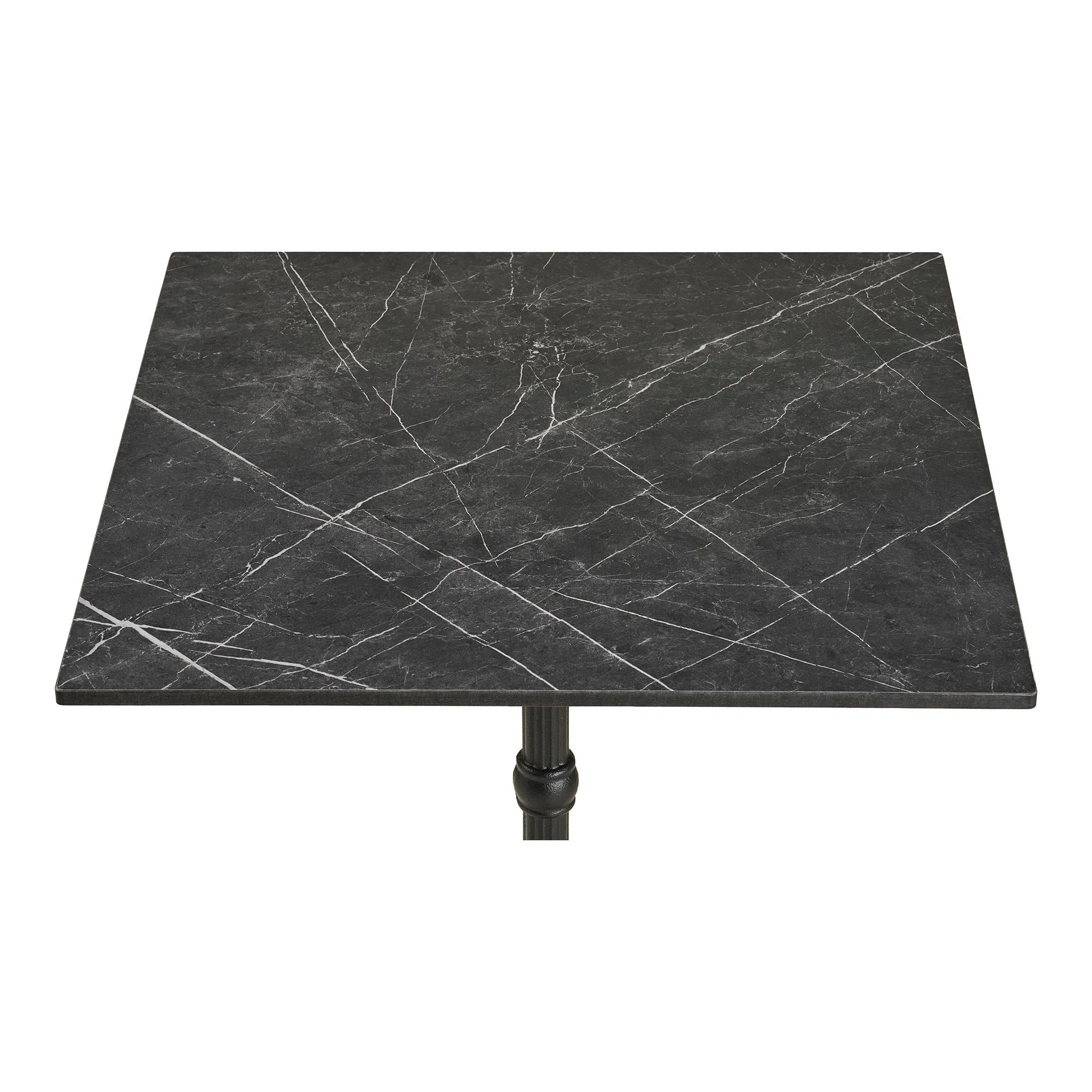 Table bistrot effet marbre noir et piètement en fonte noire 60x60 cm