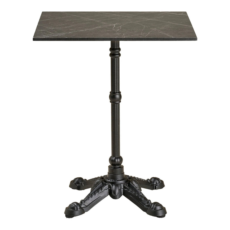 Table bistrot effet marbre gris et piètement en fonte noire – 60x60 cm