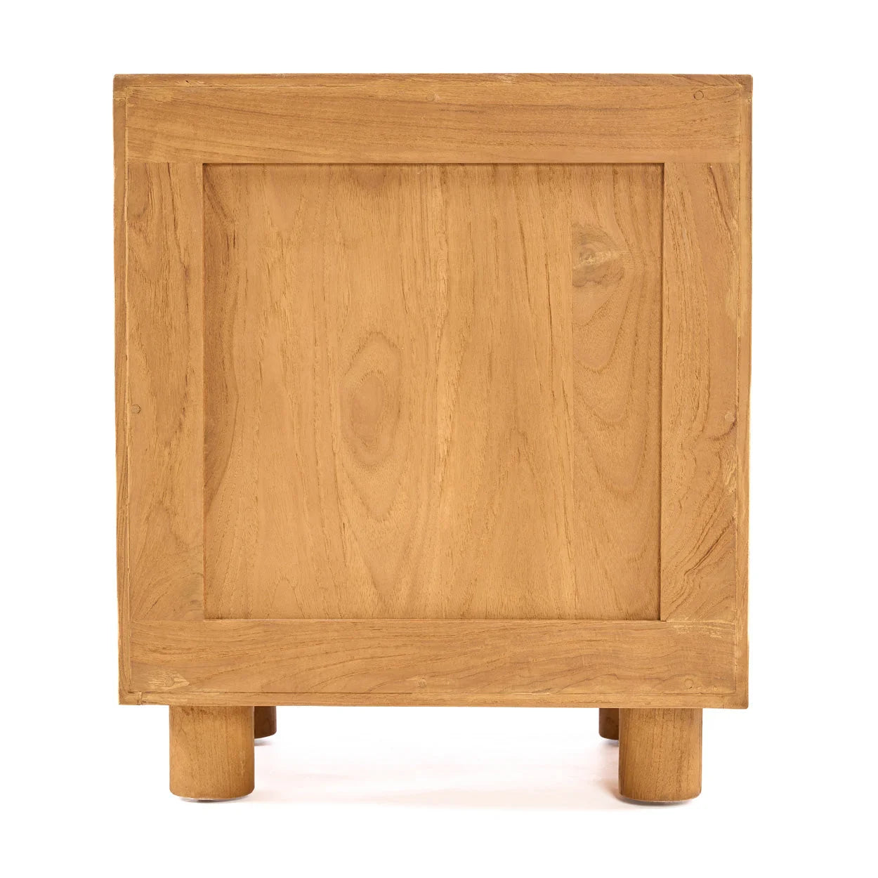 Table de chevet teck massif 50x40 cm, 2 tiroirs, poignées circulaires