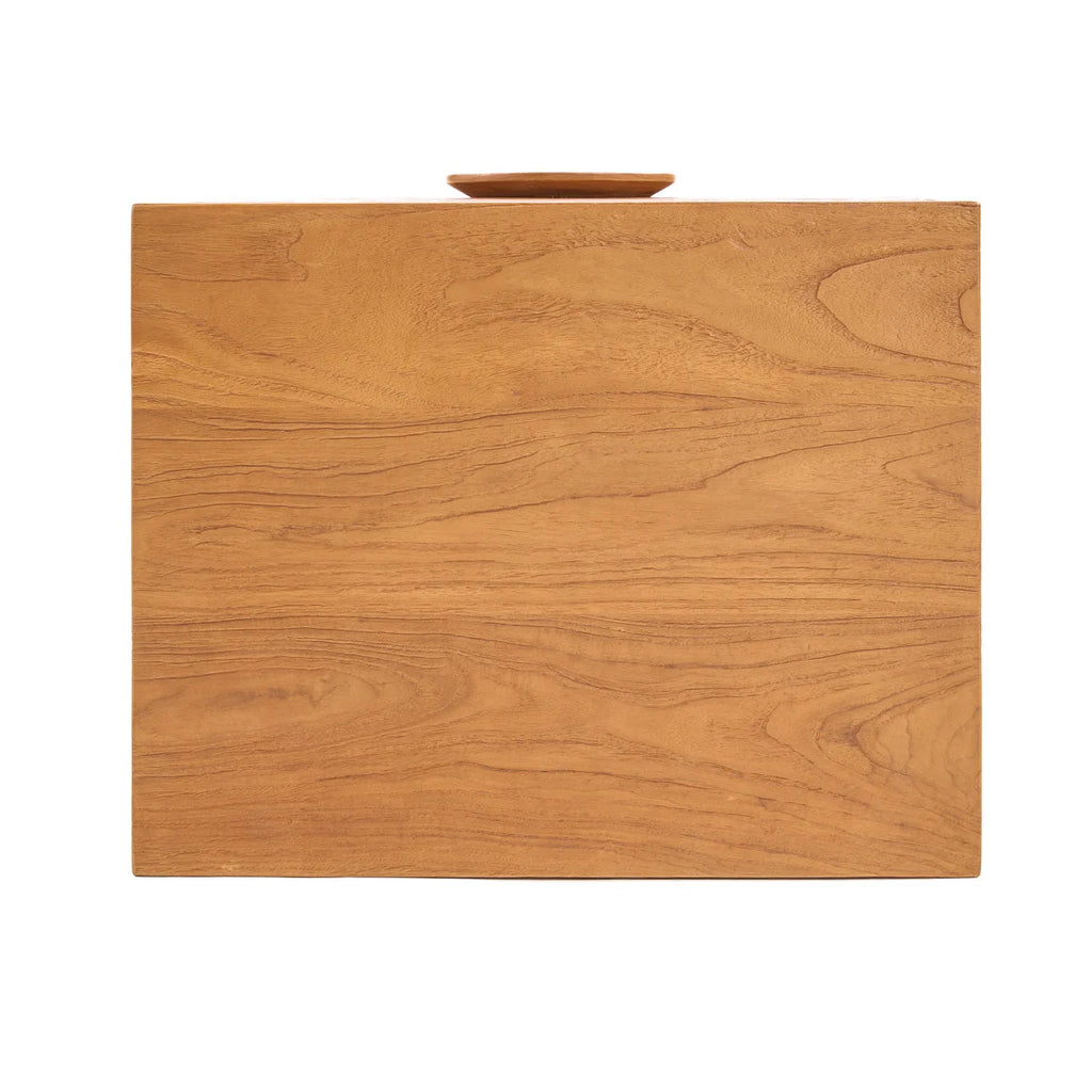 Poignée circulaire en bois teck massif de table de chevet 50x40 cm