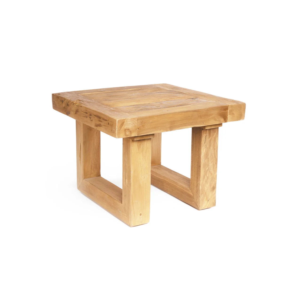 Table d’appoint carrée en teck recyclé – Finition naturelle – 50x50 cm
