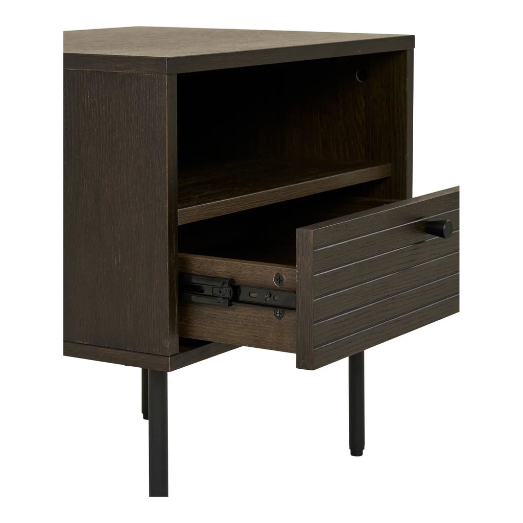 Table d’appoint chêne fumé 50x40x50 cm avec tiroir et étagère